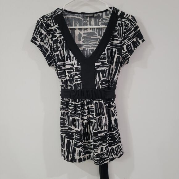 Y2K Apt 9 Womens Babydoll Top Size Small Abstract Belted - Picture 1 of 7